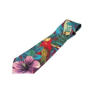 Parrot Men's Necktie Tie All Silk Made in USA 57 x 3.5 inches